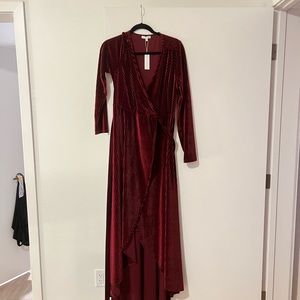 Baltic born jaded ribbed velvet wrap dress